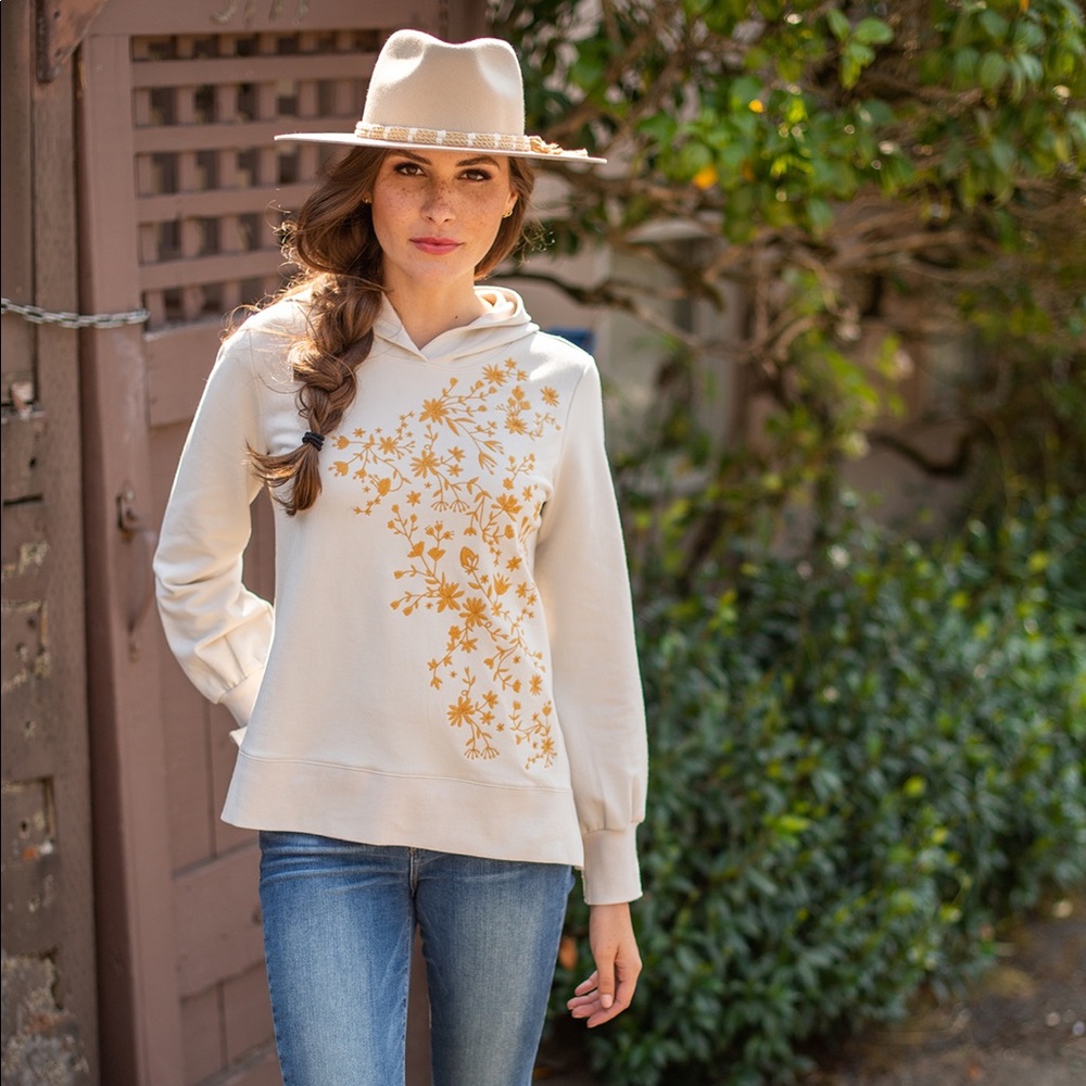 NWT Evy's Tree The Layla Hoodie Embroidered Flowers